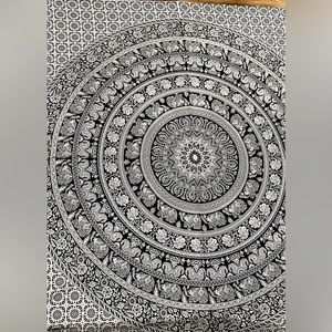 large black and white tapestry 83"x90"